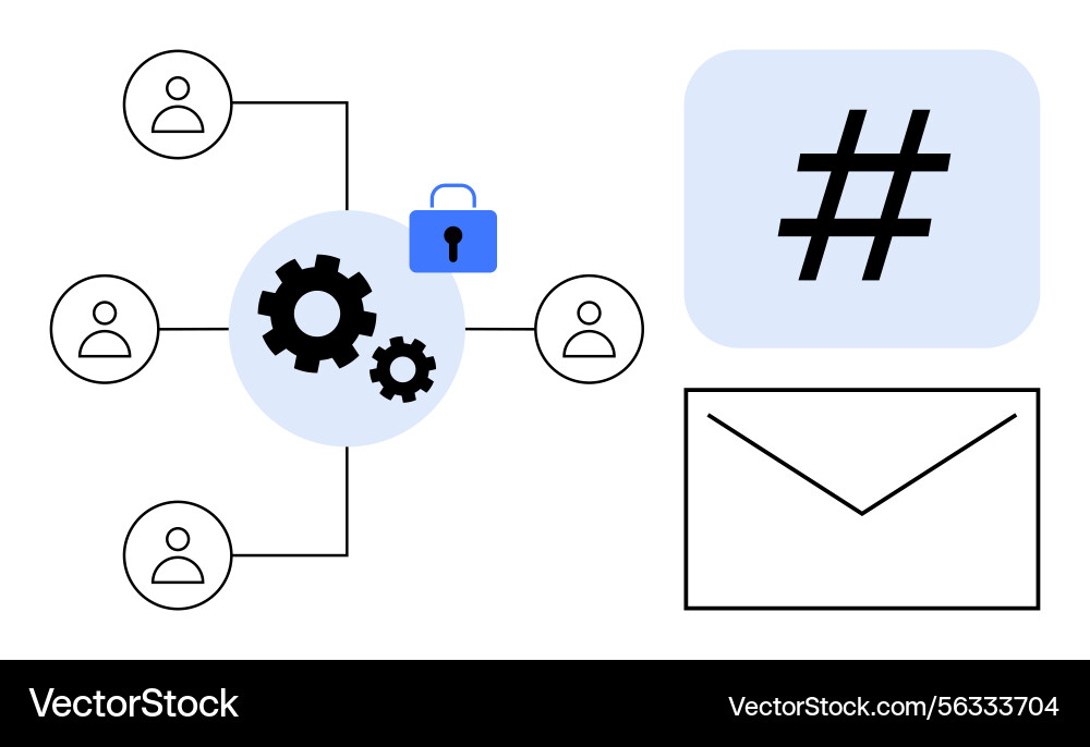 Secure team communication with social interaction Secure team communication with social interaction vector image