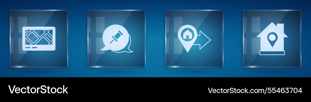 Set gps device with map push pin location house Set gps device with map push pin location house vector image