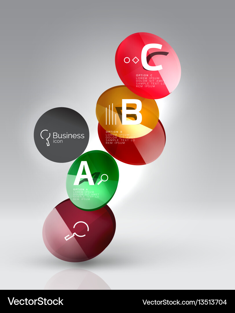 Shiny circles with text in 3d space Shiny circles with text in 3d space vector image
