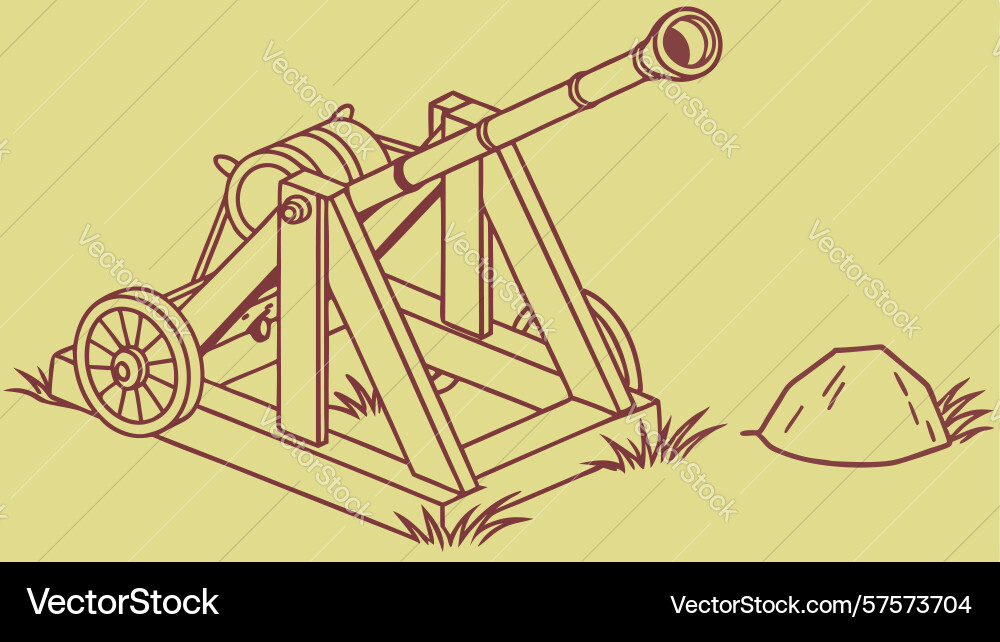 Simple cannon in an open field design generative vector image