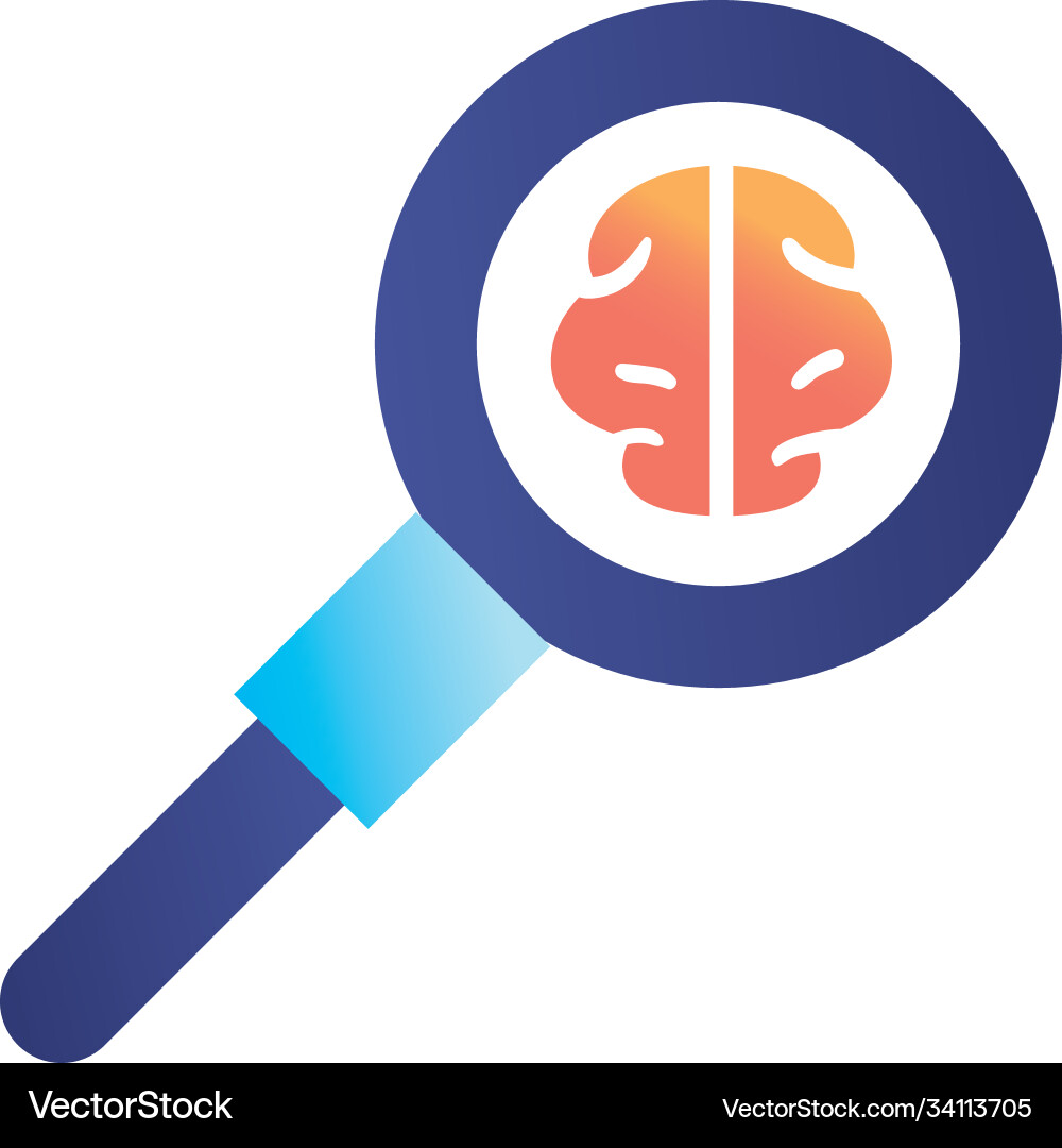 Brain in lupe gradient style icon design Vector Image