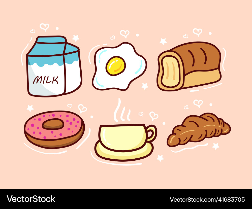 Bundle set of breakfast menu Bundle set of breakfast menu vector image