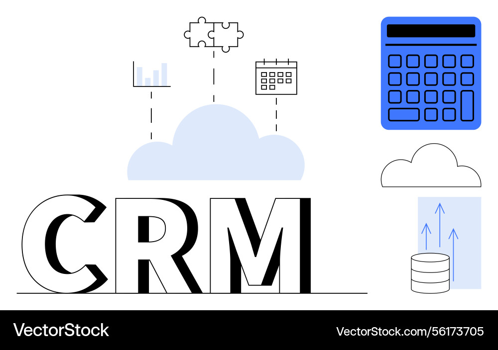 Cloud-based crm system with data integration Cloud-based crm system with data integration Vector Image
