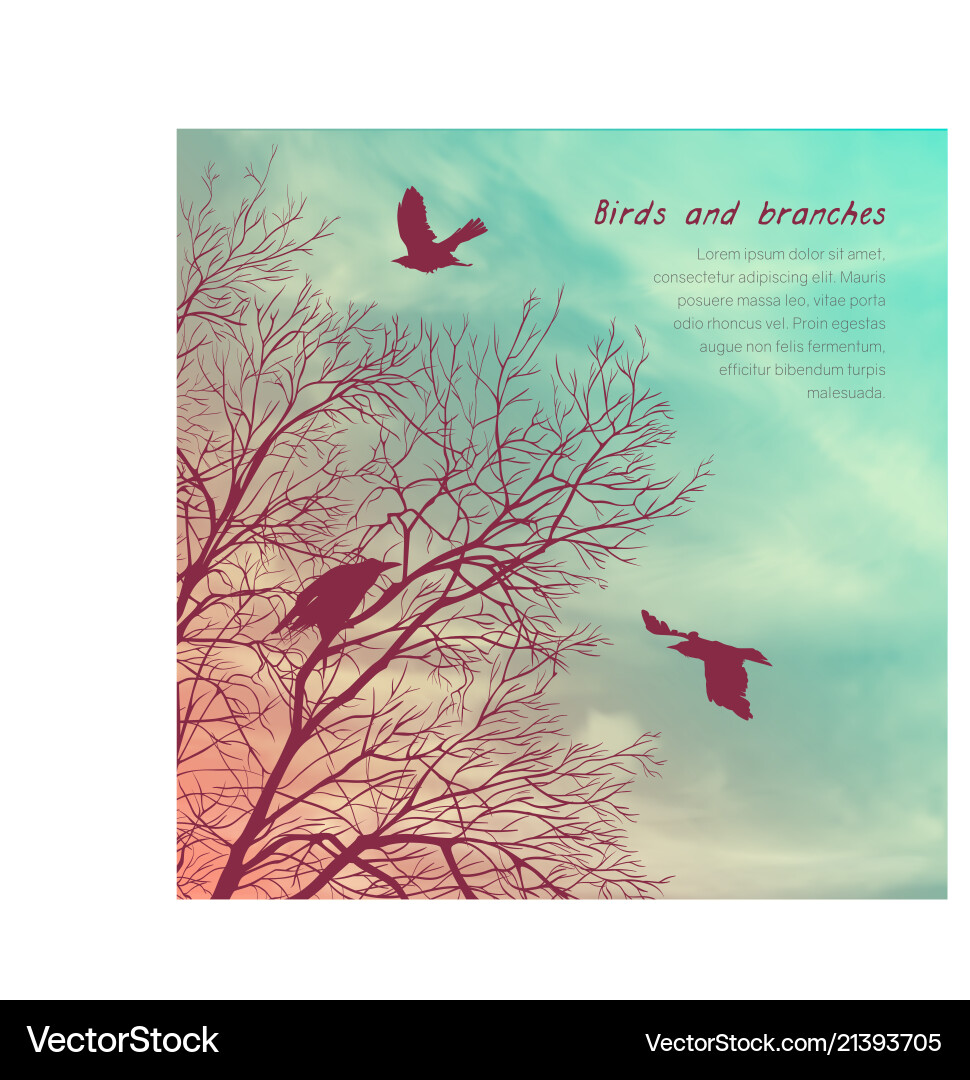 Crows and tree banner Vector Image