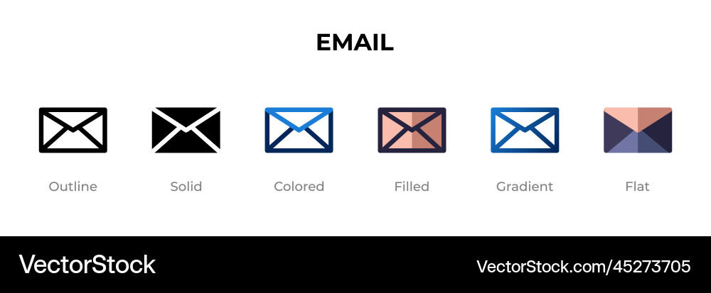 Email icon in different style icons Email icon in different style icons vector image