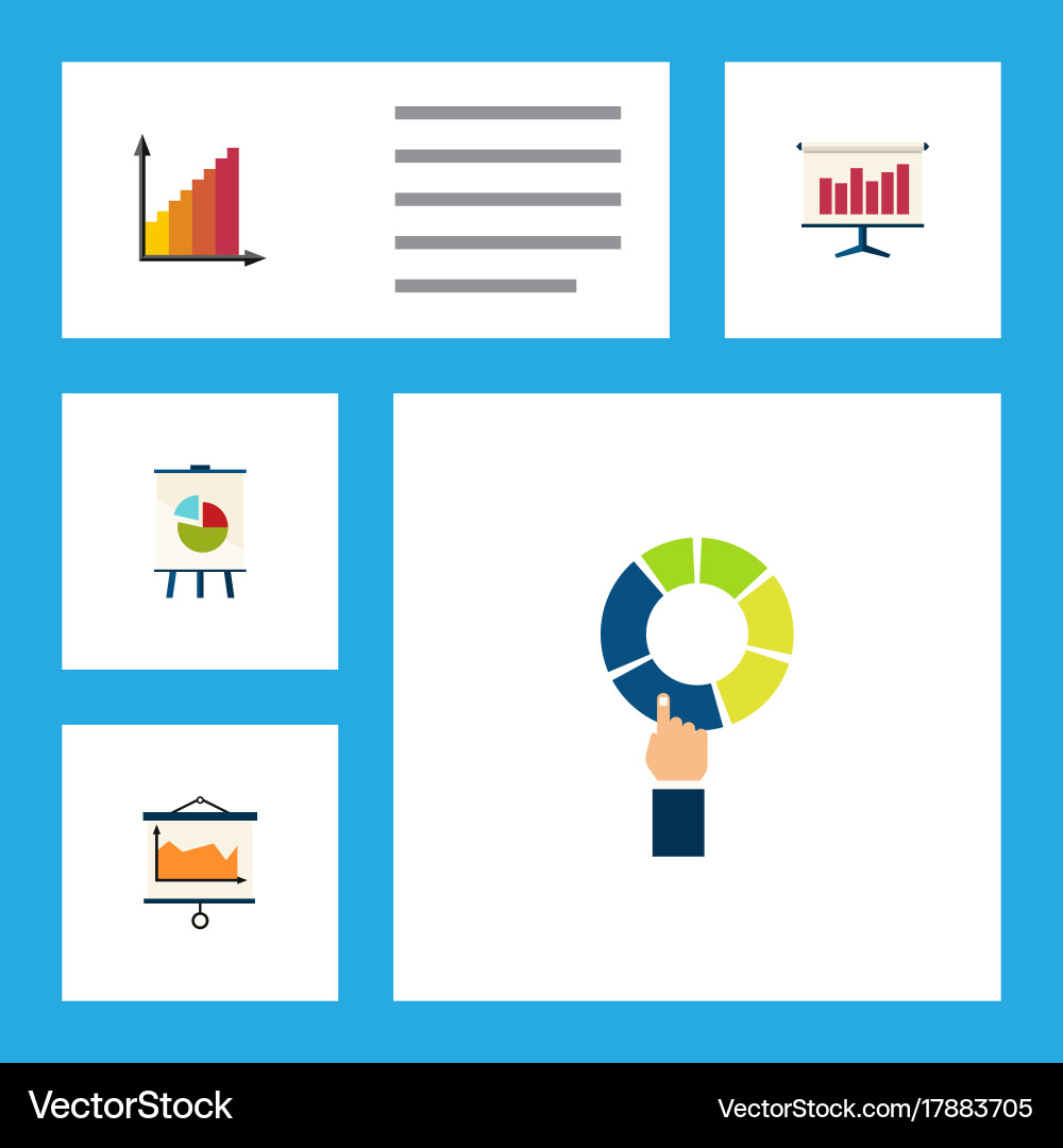 Flat icon graph set of diagram monitoring easel vector image