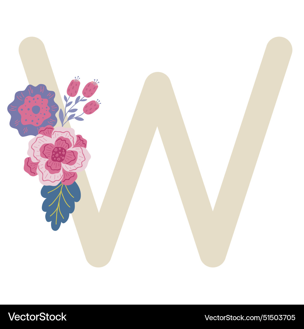 Floral letter v Royalty Free Vector Image - VectorStock