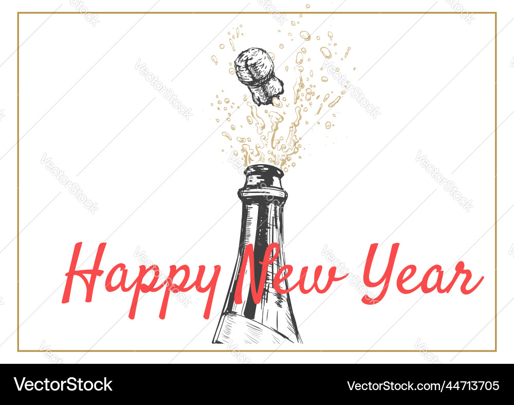 Happy new year hand drawn Happy new year hand drawn vector image