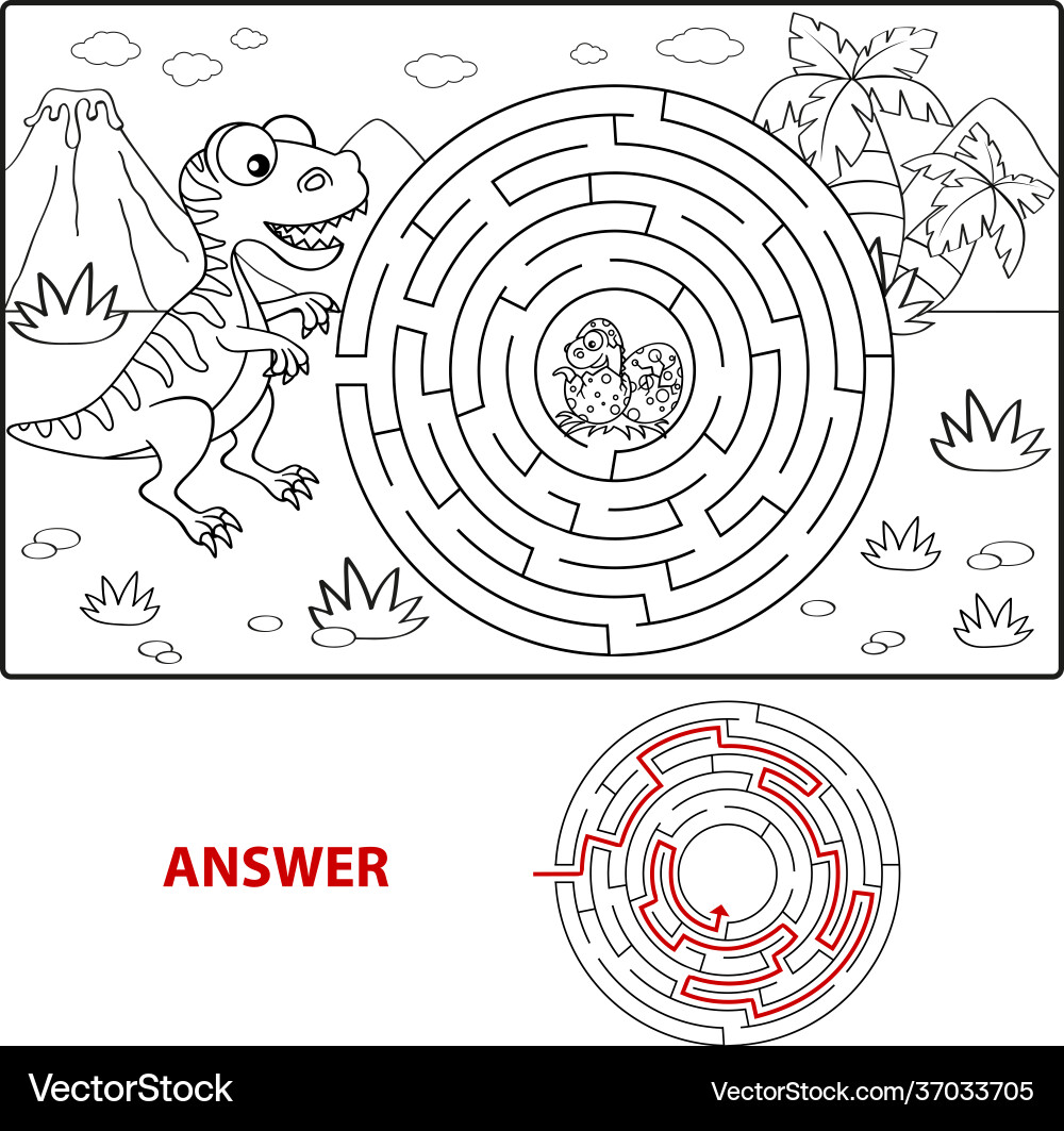 Help dinosaur find path to nest Help dinosaur find path to nest vector image