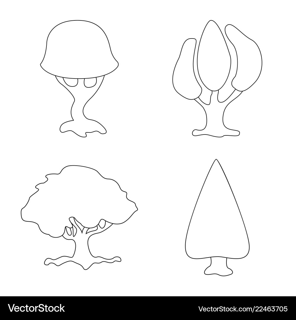 Isolated object of tree and nature sign set vector image