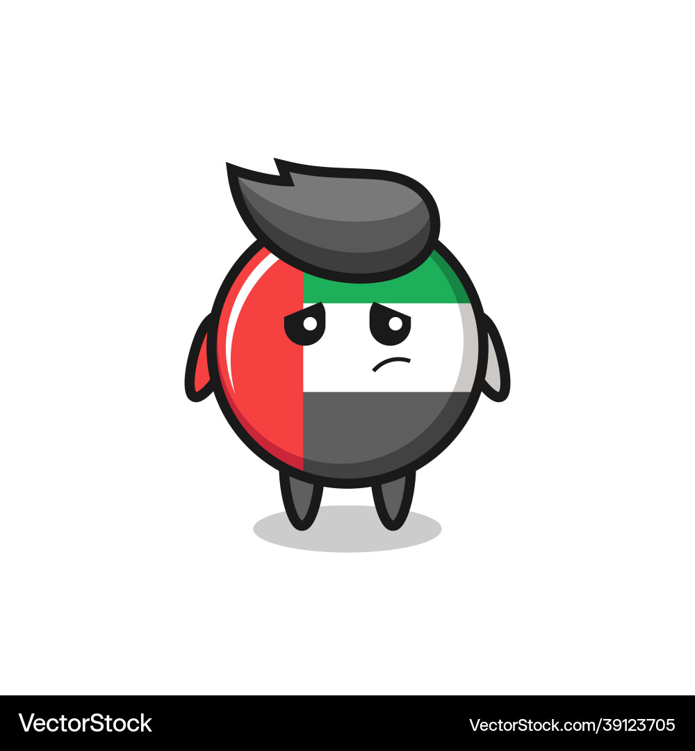 Lazy gesture of uae flag badge cartoon character Lazy gesture of uae flag badge cartoon character vector image