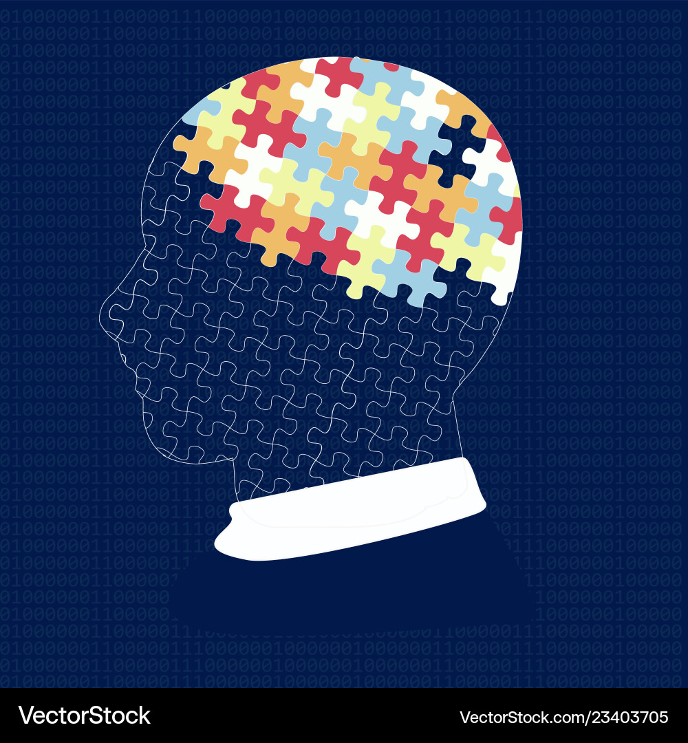 Man head with puzzles expert system web design vector image