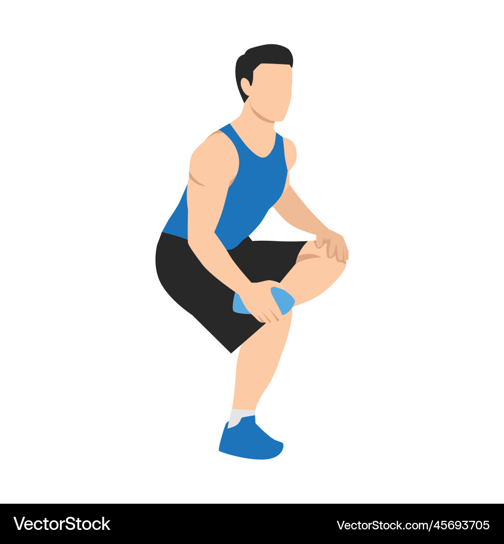 Man Performing Hamstring Stretch vector image