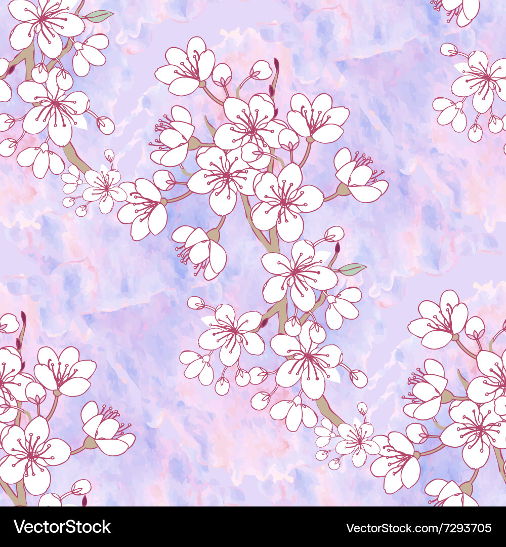 Seamless pattern sakura vector image
