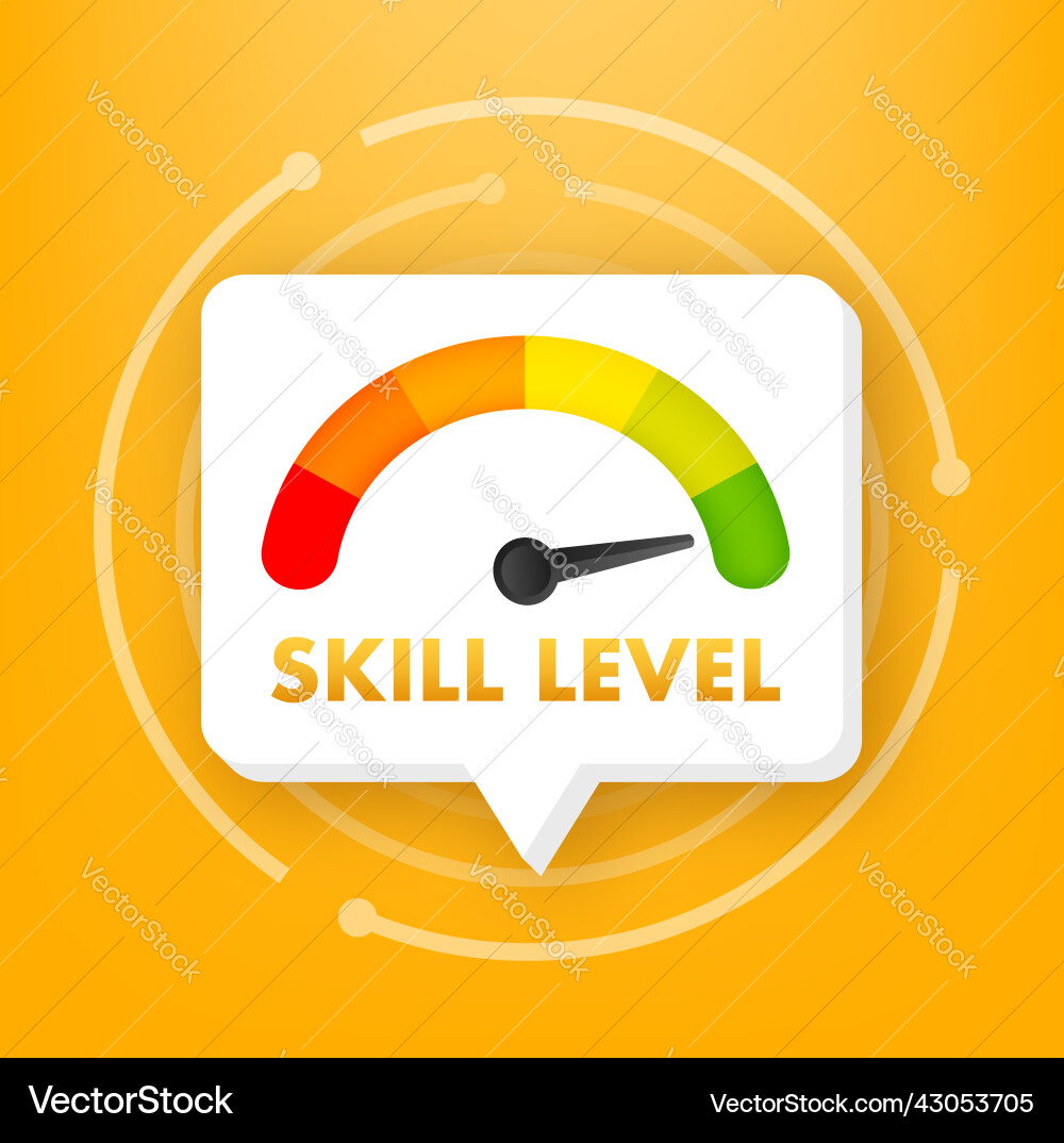 Skill levels growth meter indicator skills Skill levels growth meter indicator skills vector image