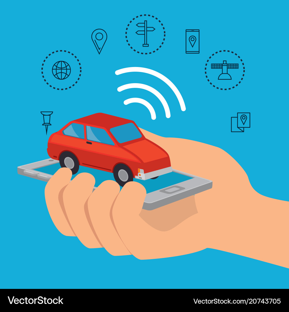 Smartphone with gps navigation app Smartphone with gps navigation app vector image
