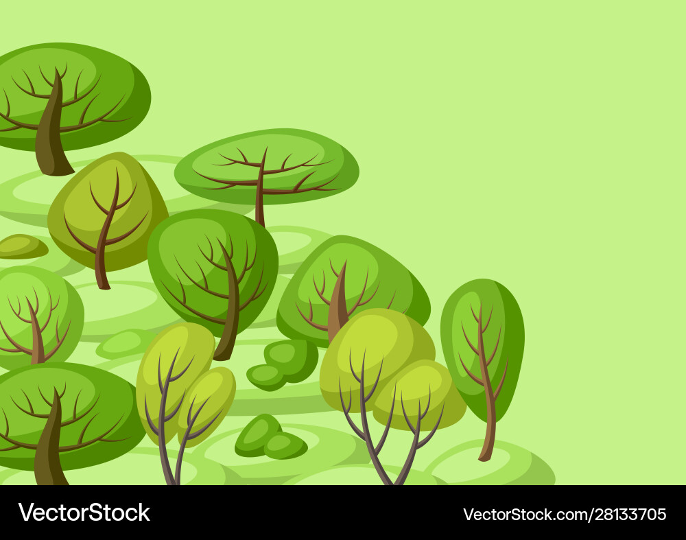 Spring or summer background with stylized trees Spring or summer background with stylized trees Vector Image