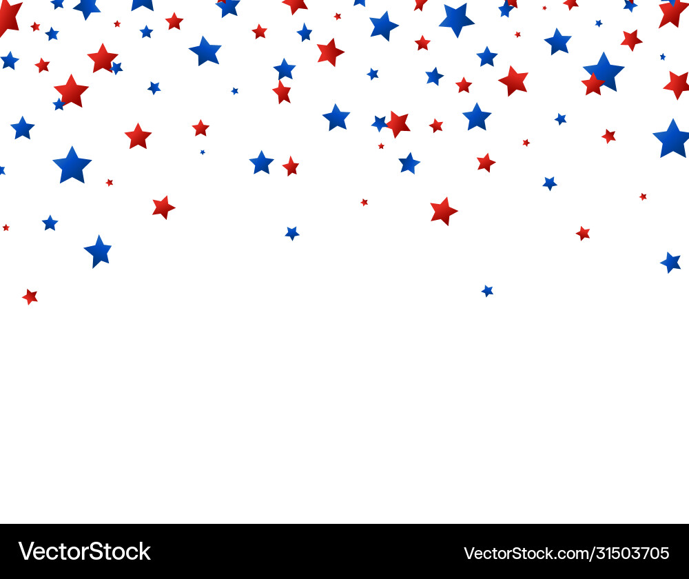 Stars red and blue confetti falling on white Stars red and blue confetti falling on white vector image