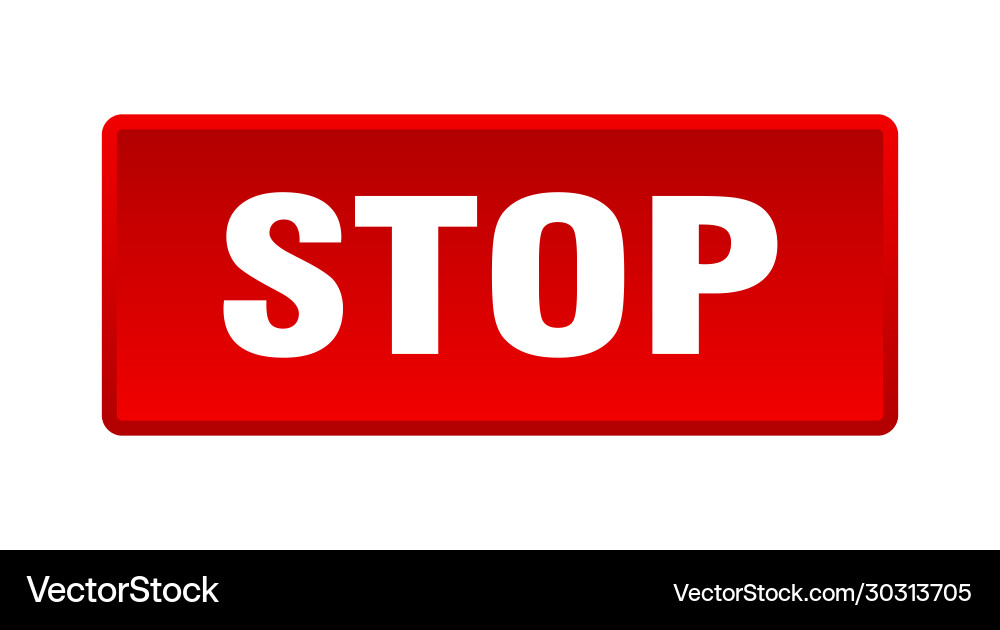 Stop button square red push vector image