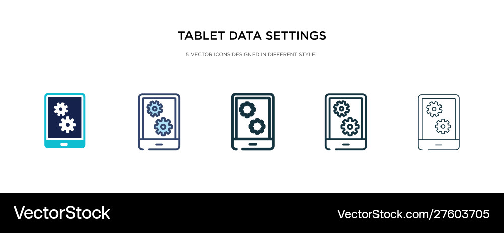 Tablet data settings icon in different style two Tablet data settings icon in different style two vector image