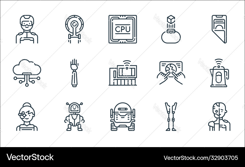 Technology future line icons linear set Technology future line icons linear set vector image
