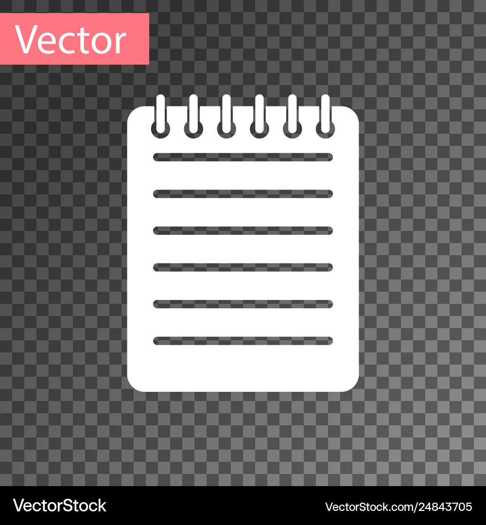 White notebook icon isolated on transparent White notebook icon isolated on transparent vector image