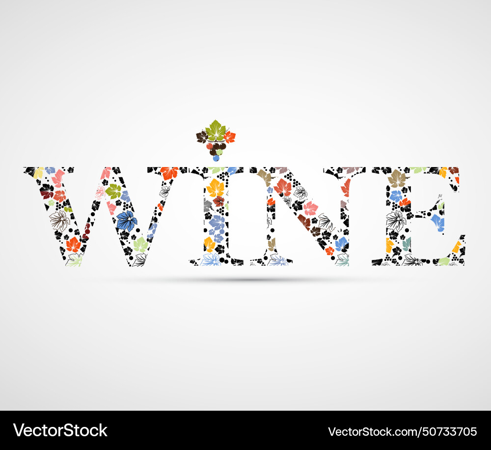 Wine card concept menu with grape leaves Vector Image