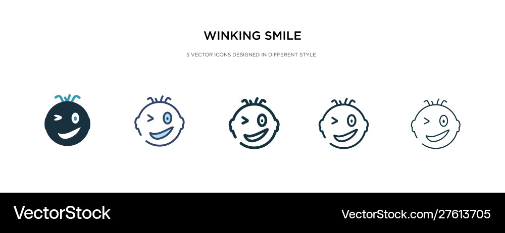 Winking smile icon in different style two Winking smile icon in different style two vector image