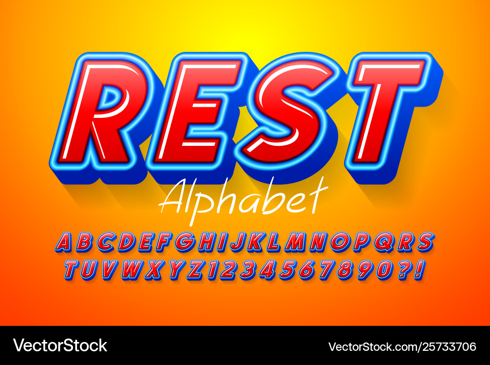 3D Display Alphabet Font - Colorful & Bold vector image