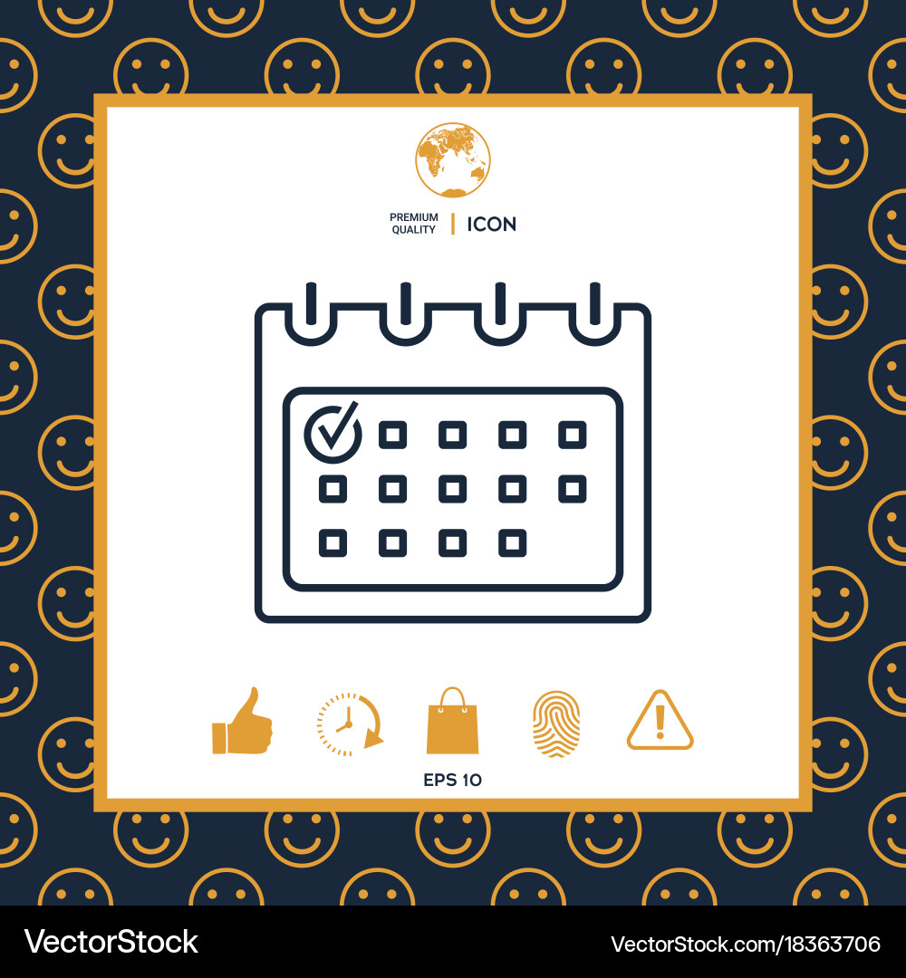 Calendar with check mark- line icon vector image