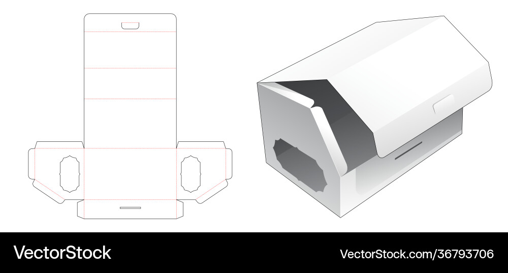 Chamfered Flip Top Box with Window Vector Image