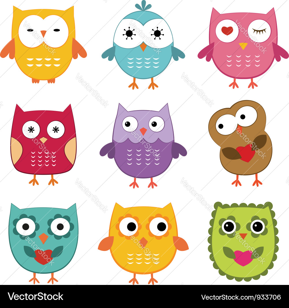 Cute owls set Royalty Free Vector Image - VectorStock