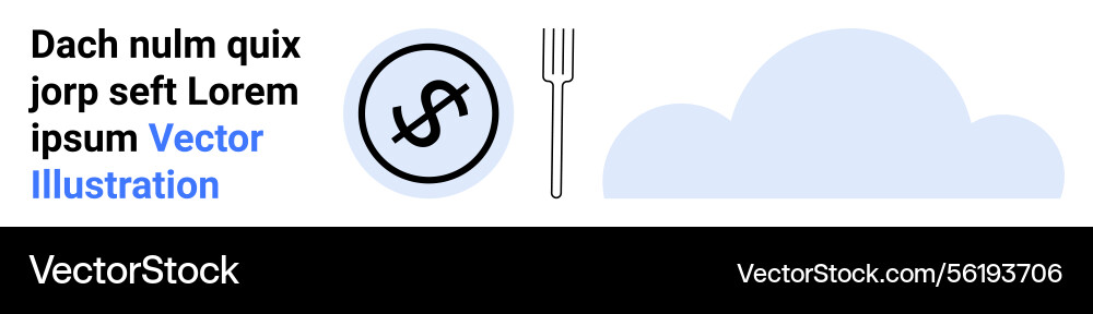 Dollar coin with fork and minimal cloud in modern Vector Image