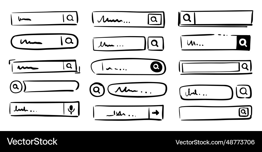 Doodle of magnifying search button microphone Doodle of magnifying search button microphone vector image