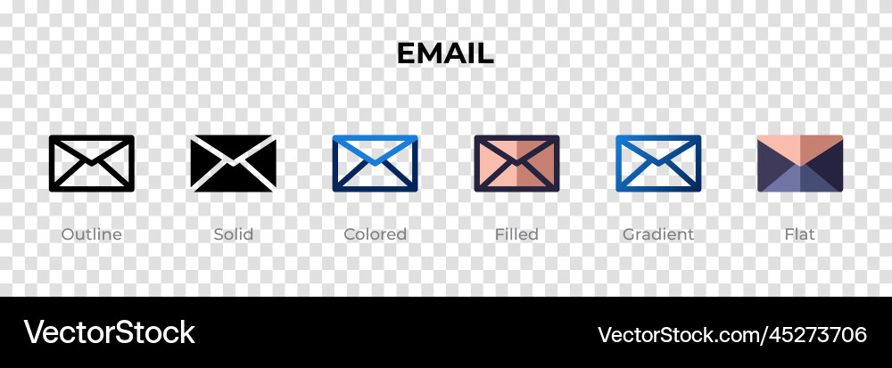 Email icon in different style icons Email icon in different style icons vector image