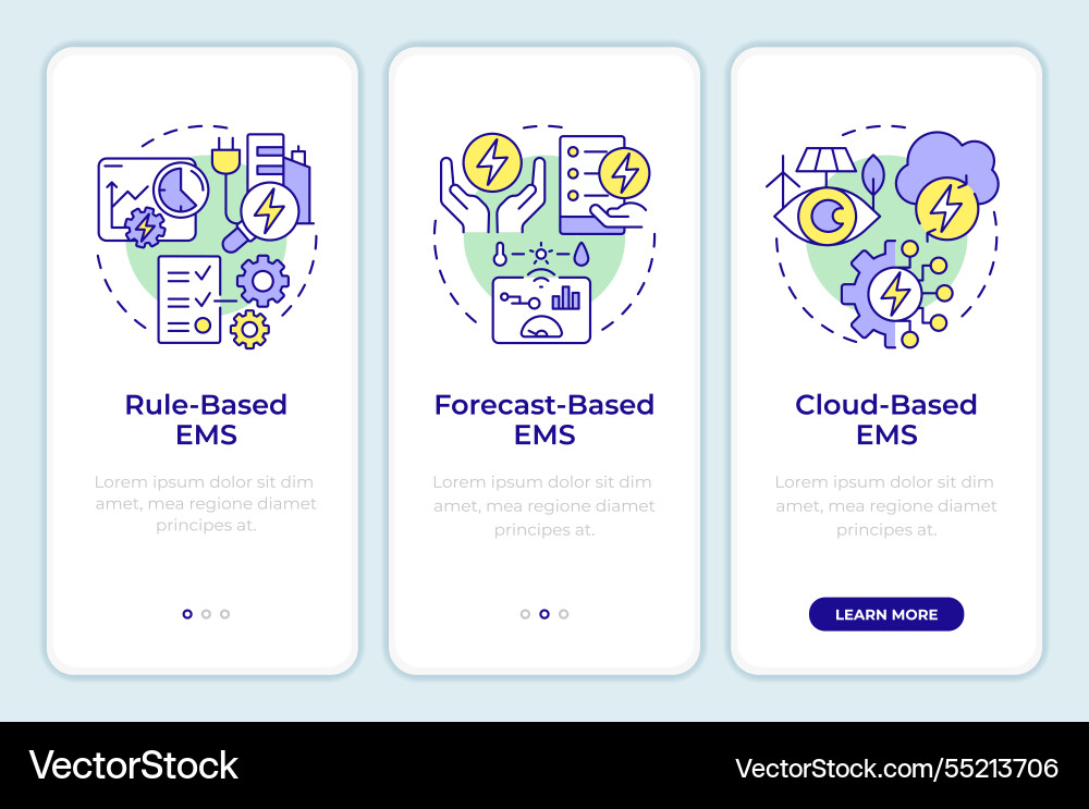 Ems system types onboarding mobile app screen Vector Image