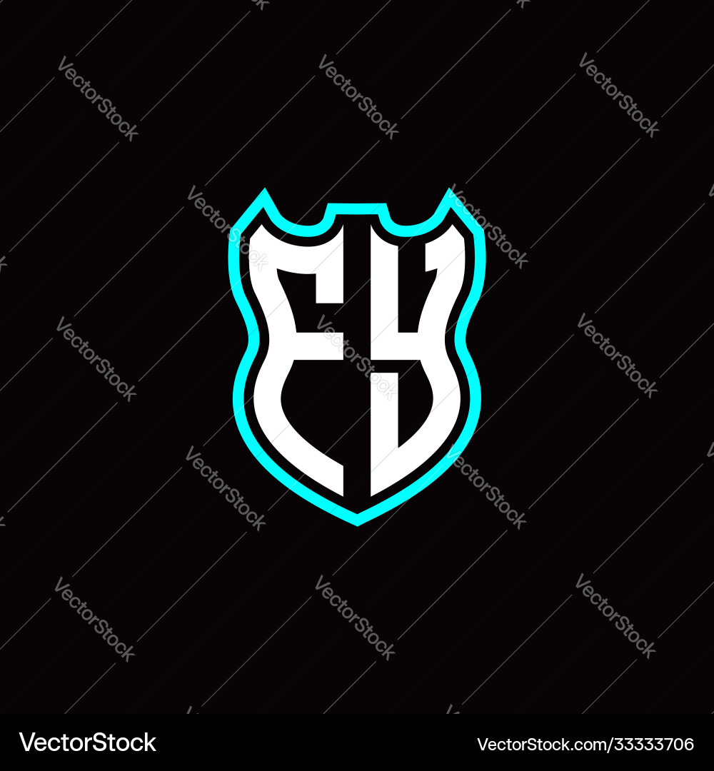 F y initial logo design with shield shape vector image