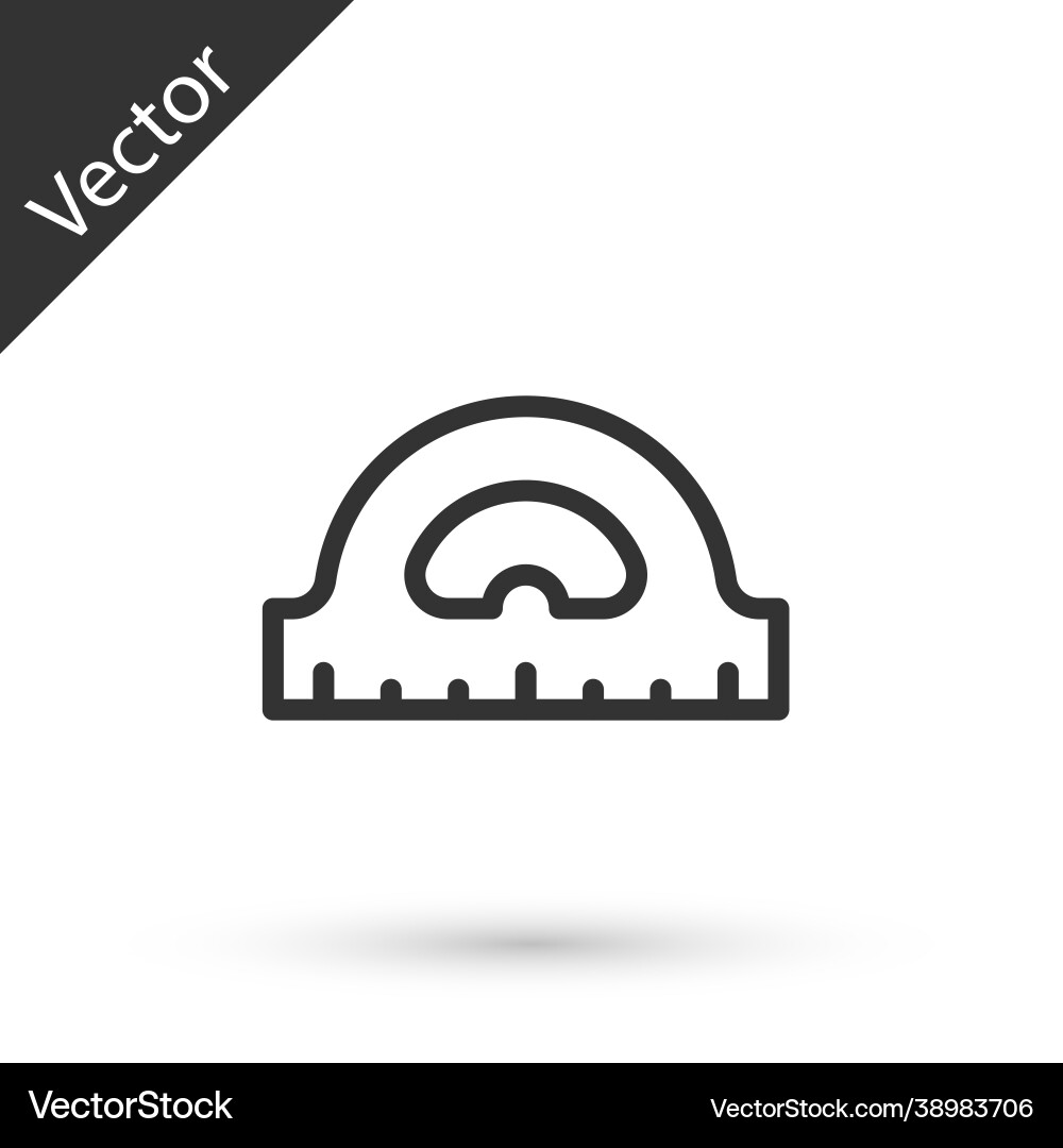 Grey line protractor grid for measuring degrees Grey line protractor grid for measuring degrees vector image