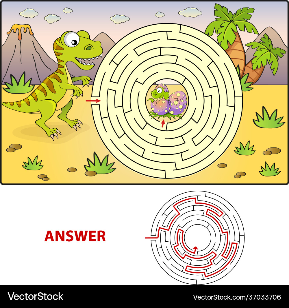Help dinosaur find path to nest Help dinosaur find path to nest vector image