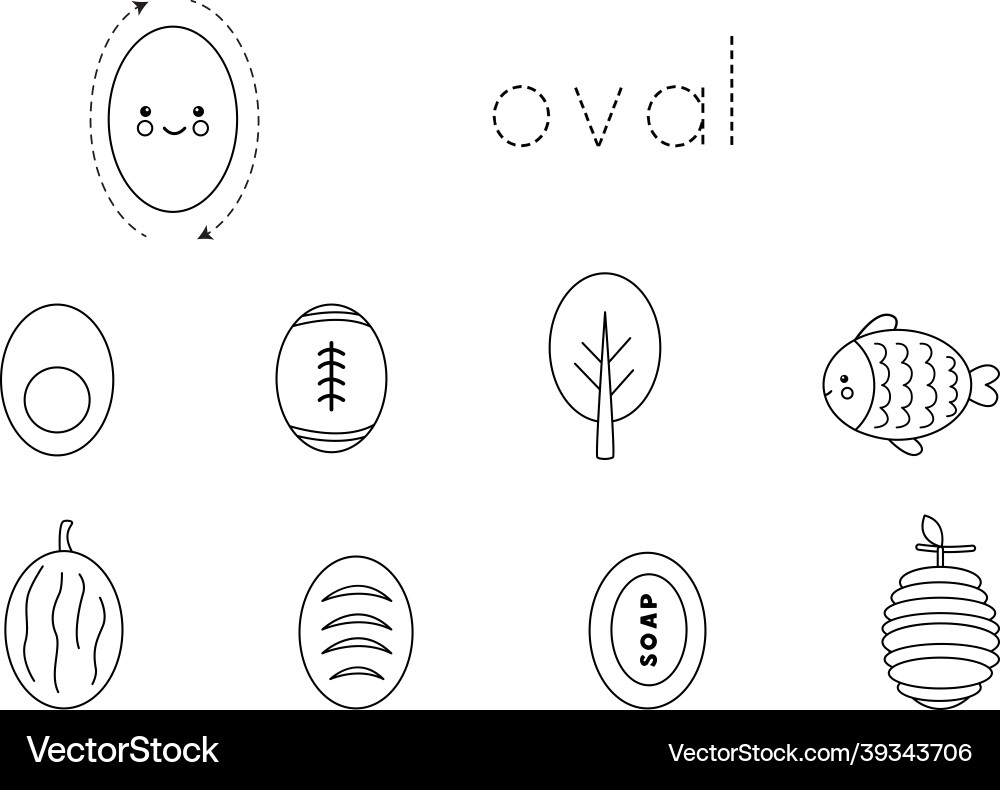 Learning oval shape for children basic 2d shapes Vector Image