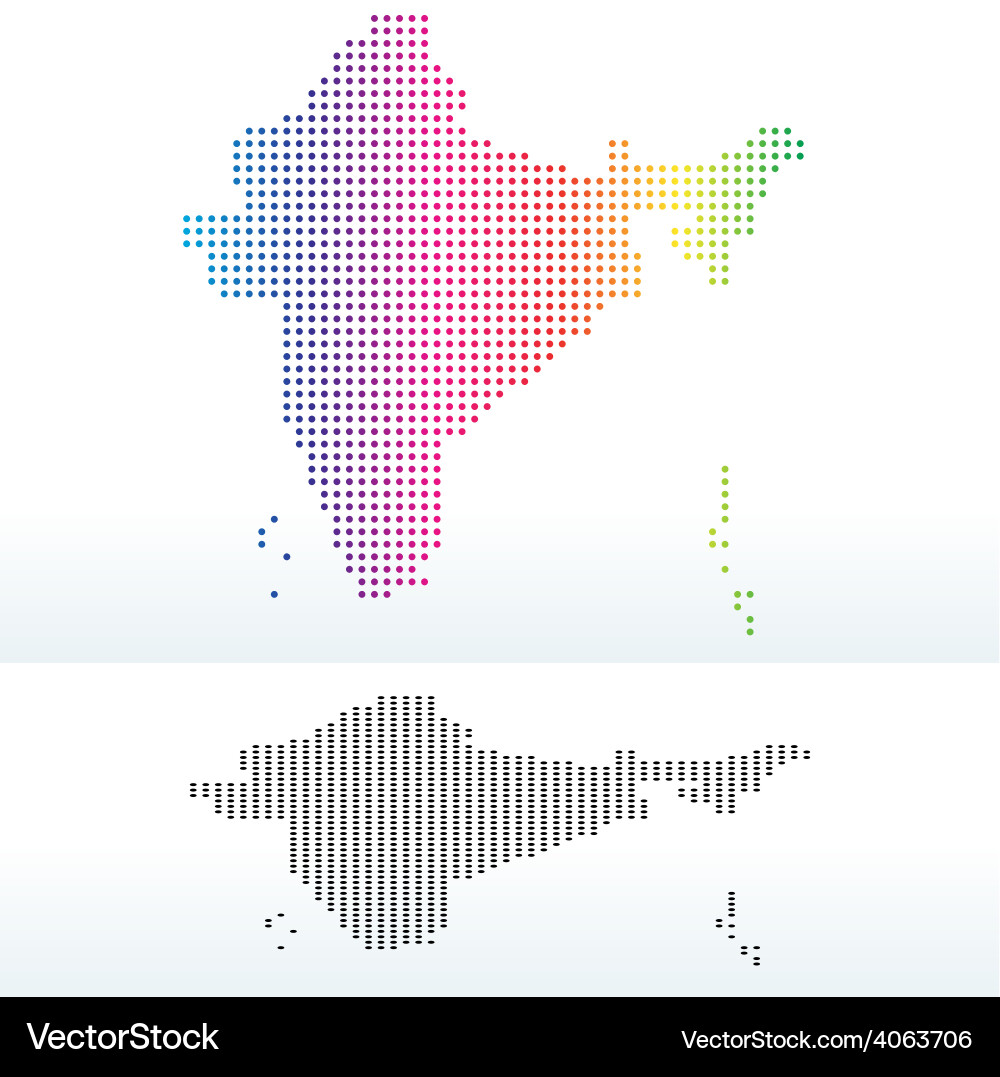 Map of india with dot pattern vector image