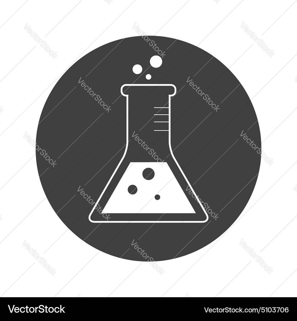 Monochrome round conical flask icon vector image