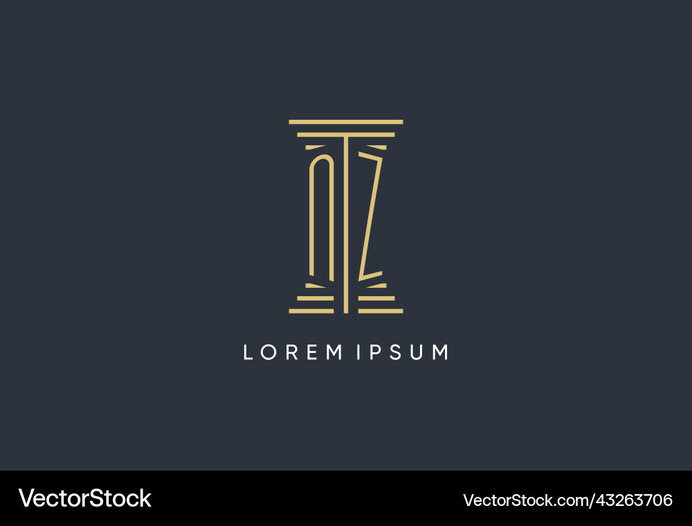 Nz initial monogram with pillar shape logo design Vector Image