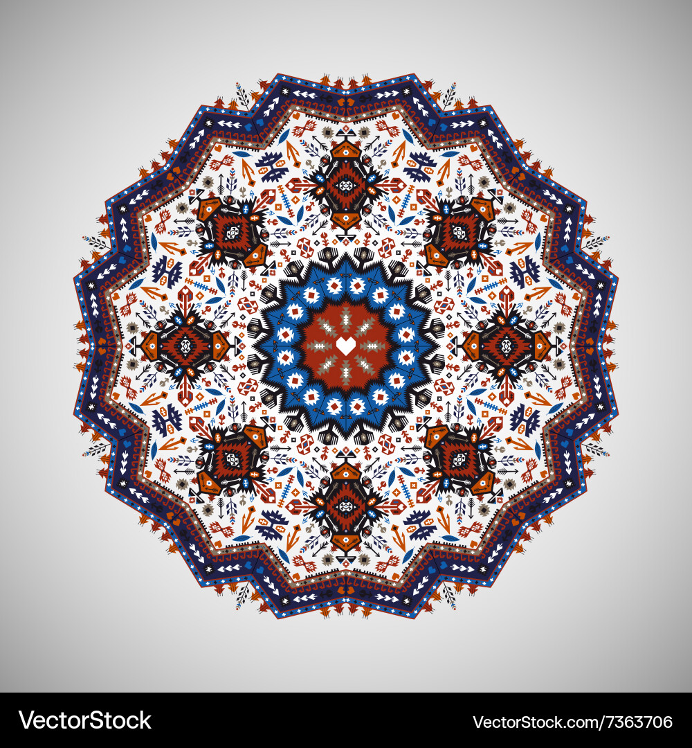 Ornamental round geometric pattern in aztec style vector image