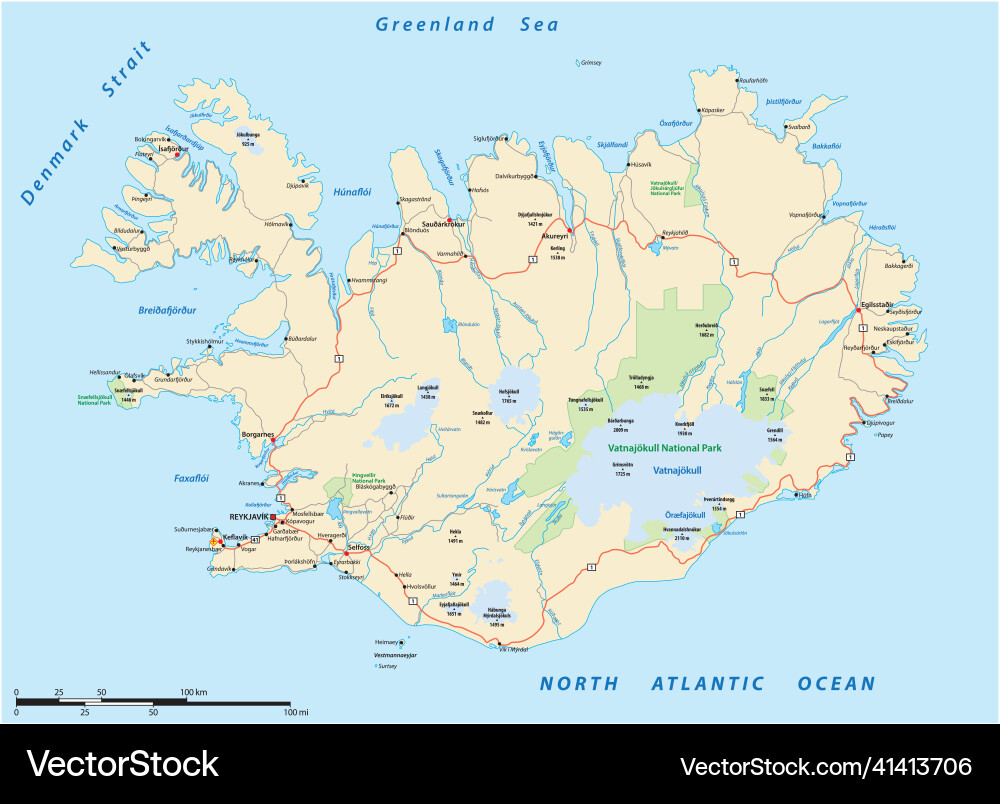 Roads and national parks map of iceland Royalty Free Vector roads-and-national-parks-map-of-iceland-royalty-free-vector
