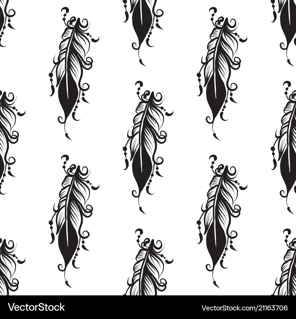 Seamless pattern with drawing of feathers Seamless pattern with drawing of feathers vector image
