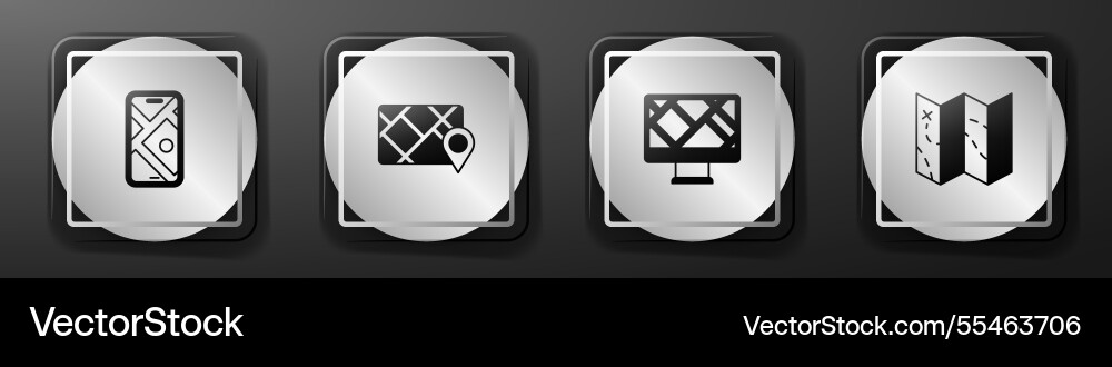 Set city map navigation gps device with monitor Set city map navigation gps device with monitor vector image