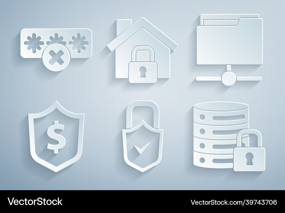 Set lock and check mark ftp folder shield Set lock and check mark ftp folder shield vector image