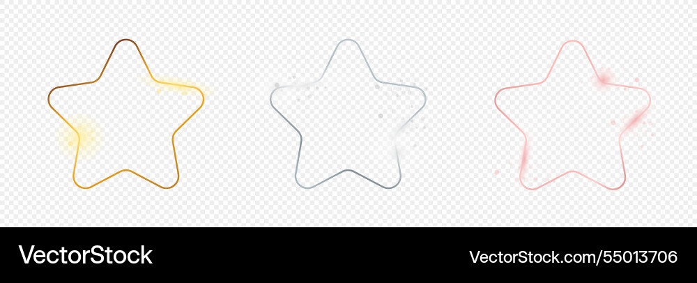 Set of three rounded star frames Set of three rounded star frames vector image