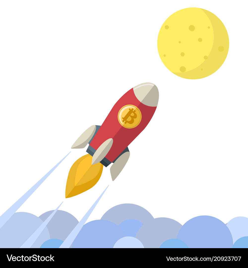 Bitcoin Rocket to the Moon – Royalty-Free Vector | VectorStock